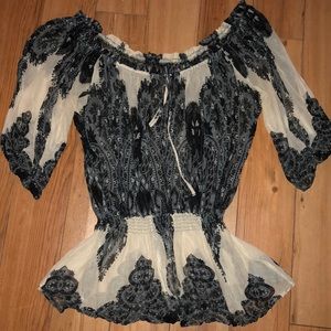 Guess paisley print blouse with gathered waist